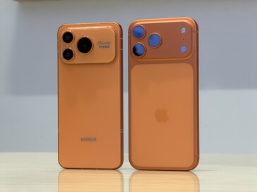 Honor Power 2 och Apple iPhone 17 Pro sida vid sida.