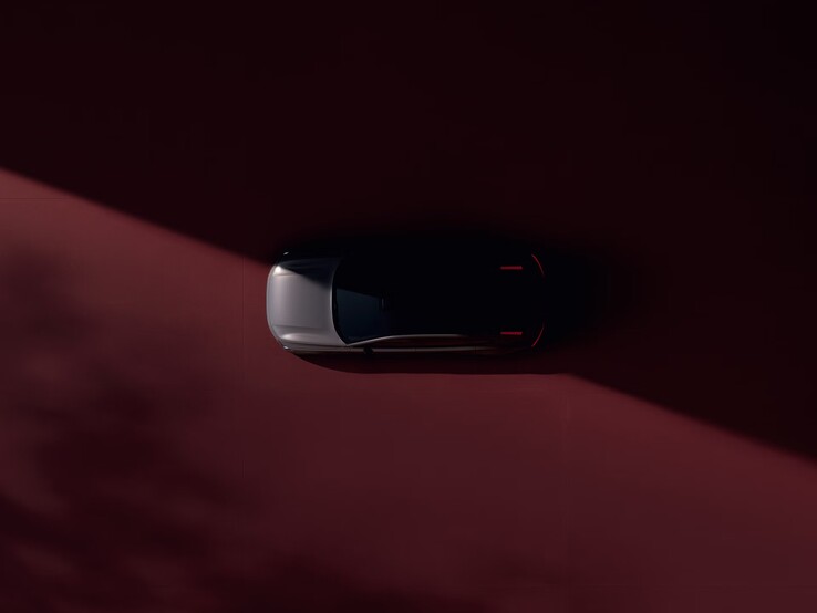 Fågelperspektiv på nya Volvo ES90, en lyxig sedan. (Bildkälla: Volvo)