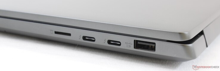 Höger: MicroSD-kortläsare, 2x USB Typ C + Thunderbolt 3, USB 3.1 Gen. 2