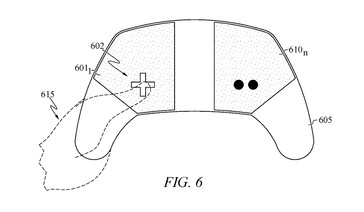 Illustration från Sonys patent för en potentiell PS6-kontroller som visar en spelares grepp