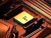 Konstnärlig rendering av en AMD Ryzen X3D2-processor.