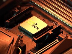 Konstnärlig rendering av en AMD Ryzen X3D2-processor.