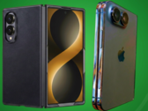 Läckt Galaxy Z Fold 8 Wide-fodral (vänster) vs läckt iPhone Ultra-designmodell (höger).