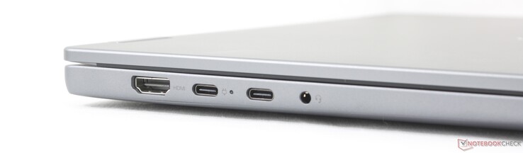Vänster: HDMI 1.4a, 2x USB-C 3.2 Gen. 2 med Power Delivery 3.0 + DisplayPort 1.4 (10 Gbps), 3,5 mm headset
