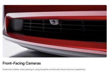 Den främre stötfångarkameran på Model S 2026 används av Autopilot och faktiskt av Smart Summon-funktionerna.