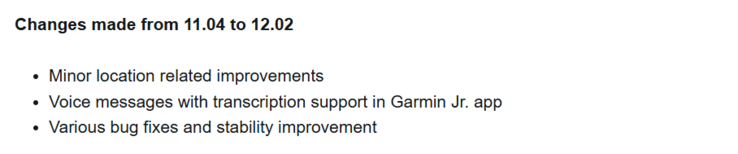 Release Notes för programvaruversion 12.02 för smartklockan Garmin Bounce. (Bildkälla: Garmin)