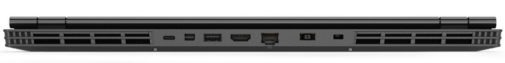Baksidan: USB 3.1 Gen 1 Typ C, mini DisplayPort, USB 3.1 Gen 1 Typ A, HDMI, Gigabit LAN, nätadapter, Kensington-låsplats