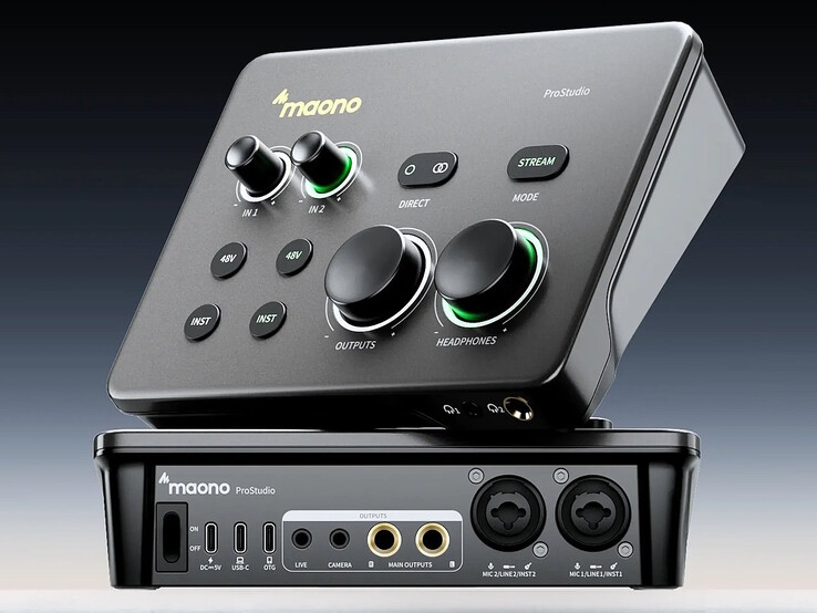 Ljudgränssnittet Maono P2 är utrustat med två XLR-/mikrofonuttag.