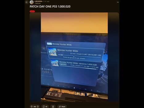 Monster Hunter Wilds första dag PS5 patch (Bildkälla: Monster Hunter Wilds subreddit)