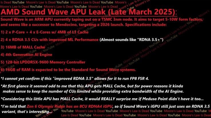 AMD Sound Wave ARM APU läcka. (Bildkälla: Moores lag är död)
