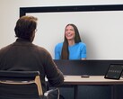 En användare testar Google Beams 3D-videosamtalsupplevelse vid I/O 2025 (Bildkälla: Google)