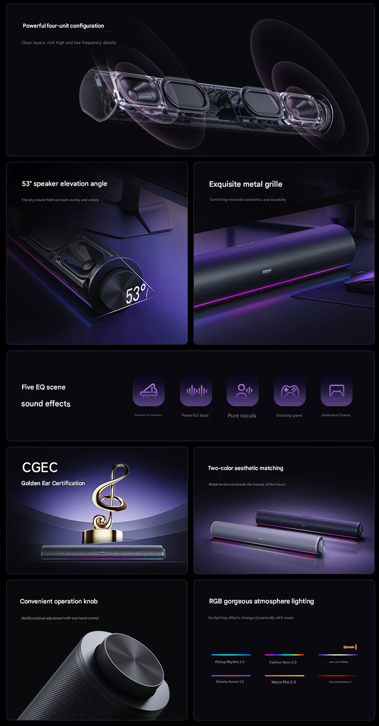 Huvudhöjdpunkterna i Redmi Desktop Speaker 2 Pro (Bildkälla: Xiaomi - maskinöversatt)