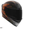 AGV K1 S Street Fighter 6 Ken-motorcykelhjälm med svart, grå och flammande grafik.