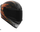 AGV K1 S Street Fighter 6 Ken-motorcykelhjälm med svart, grå och flammande grafik.