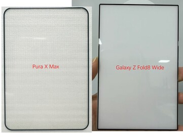 Huawei Pura X Max skärmskydd (vänster) vs Galaxy Z Fold 8 Wide skärmskydd (höger).