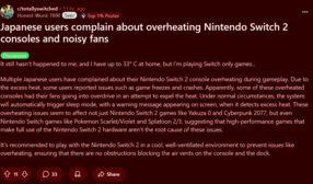 Switch 2 överhettad i Japan Reddit-post (Bildkälla: skärmdump, Totally Switched subreddit)