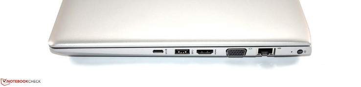 right: USB 3.1 Gen1 Type-C, USB 3.0 Type-A, HDMI, VGA, RJ45-Ethernet, Power Supply