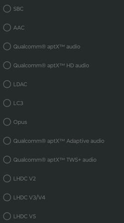 Tillgängliga Bluetooth-ljudcodecs