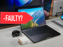 Apple14-tums M5-drivna MacBook Pro med en laddare. Redigerad. (bildkälla: Notebookcheck)