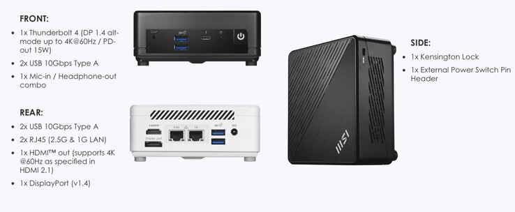 MSI Cubi 5 1M minidator erbjuder också ett stort antal portar. (Bildkälla: MSI)