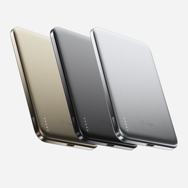 BMX SolidSafe Air Qi2 powerbank finns i färgerna guld, svart och silver.
