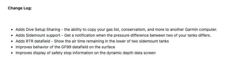 Release Notes för Garmin Descent X50i systemprogramvara 5.12