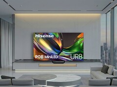 Hisense's UR8 (bilden) och UR9 RGB MiniLED TV-apparater visas på CES 2026. (Bildkälla: Hisense)