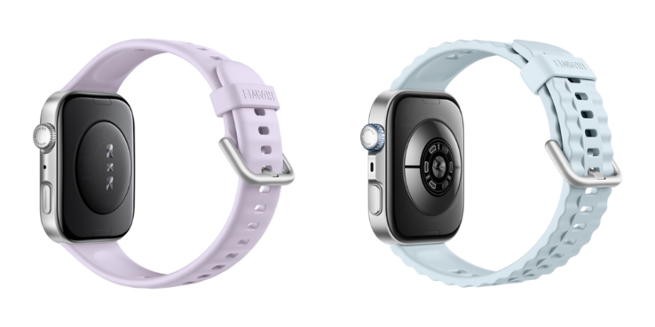 Huawei Watch Fit 4 (till vänster) och Watch Fit 4 Pro (till höger) har olika sensorer på baksidan. (Bildkälla: Bigbox)