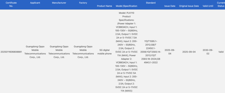 OnePlus 15 får 3C-certifiering. (Bildkälla: 3C-certifiering)