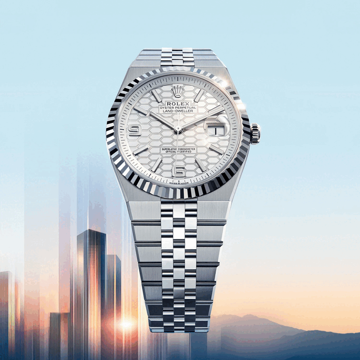 Rolex Land-Dweller har ett nytt integrerat Flat Jubilee klassiskt femdelat länkarmband (Bildkälla: Rolex)