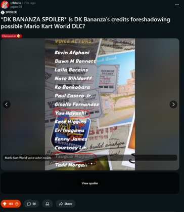 Mario Kart World-krediter (Bildkälla: skärmdump, Mario subreddit)