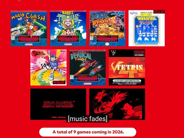 Ytterligare Virtual Boy-spel som kommer att släppas 2026. (Bildkälla: Nintendo)
