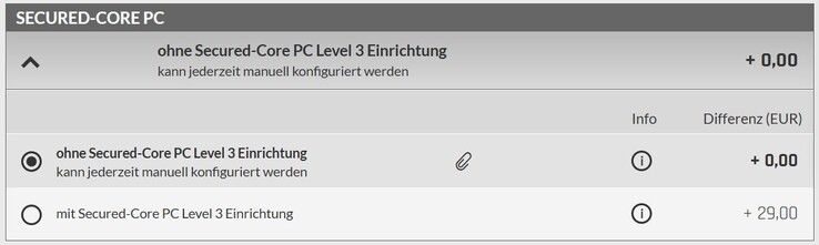 Förkonfigurationen Secured-Core PC Level 3 kostar 29 euro