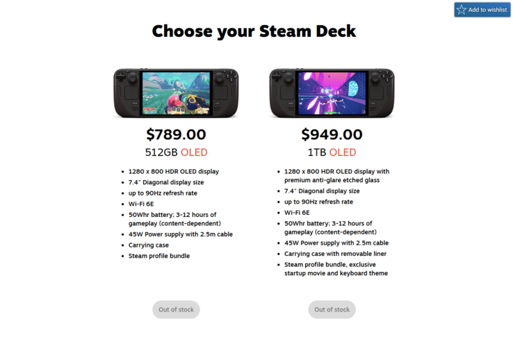 Båda Steam Deck OLEDs är nu slut i lager.