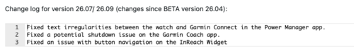 Release Notes för Garmin Fenix 7 betaversion 26.09