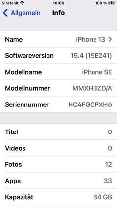 Apple iPhone SE 2022 iOS 15.4 programvara
