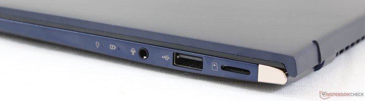 Höger: 3.5 mm kombinerad ljudanslutning, USB Typ A 2.0, MicroSD-kortläsare