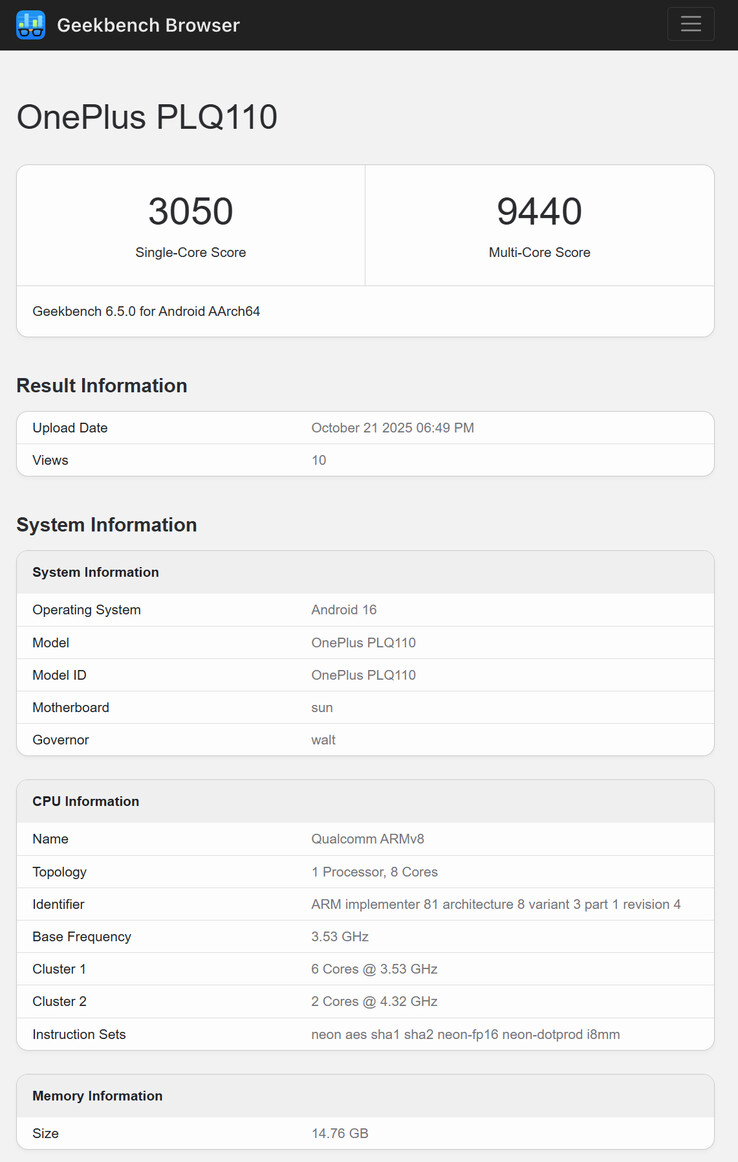 (Bildkälla: Geekbench)