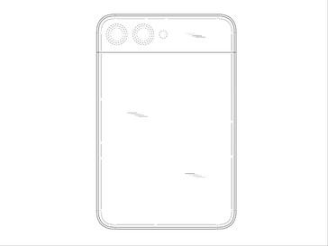 Baksidan av Samsungs påstådda rullbara telefon enligt rapporterat patent. (Bildkälla: DomoAI och xleaks7)