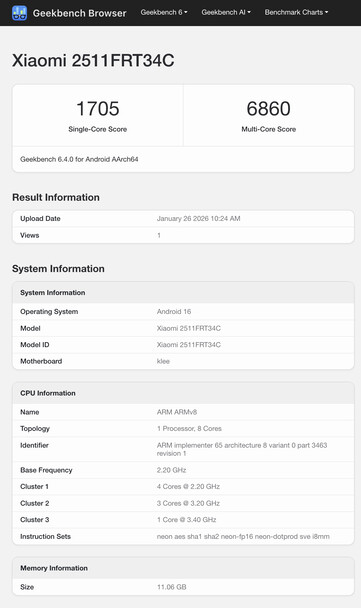 (Bildkälla: Geekbench)