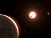 En konstnärsillustration som visar en exoplanet och dess stjärna.