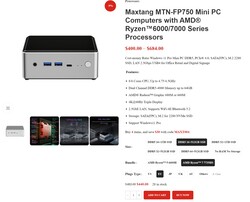 Maxtang MTN-FP750-konfigurationer (källa: Maxtang)