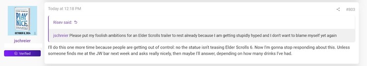 Jason Schreier kommenterar The Elder Scrolls 6 på The Game Awards (Bildkälla: skärmdump, ResetEra-forum)