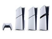 PlayStation DualSense-kontroll, PS5-konsol med skivspelare, PS5 Digital Edition och PS5 Pro (från vänster till höger). 