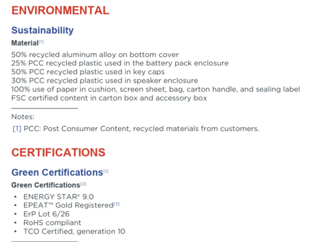 ThinkBook 16p G6 IRX Hållbarhet (Källa: Lenovo)