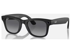 Svarta Ray-Ban Meta Gen 2 visade framifrån mot en vit bakgrund, med kamera och fotograferings-LED i de främre hörnen