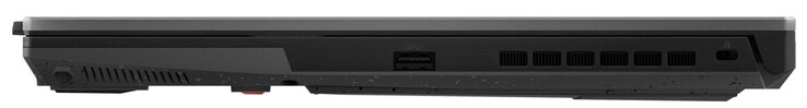 Höger sida: USB 3.2 Gen 1 (USB-A), plats för kabellås