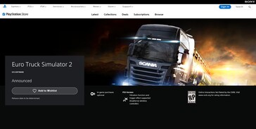 Euro Truck Simulator 2 listas på PlayStation Store (Bildkälla: PlayStation)