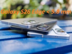 Galaxy S26 Edge är enligt uppgift 5% tunnare än Galaxy S25 Edge som visas här. (Bildkälla: Notebookcheck, redigerad)