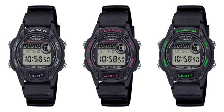 Från vänster till höger: Casio W220H-1AV, W220H-1A2V och W220H-1A3V. (Bildkälla: Casio)